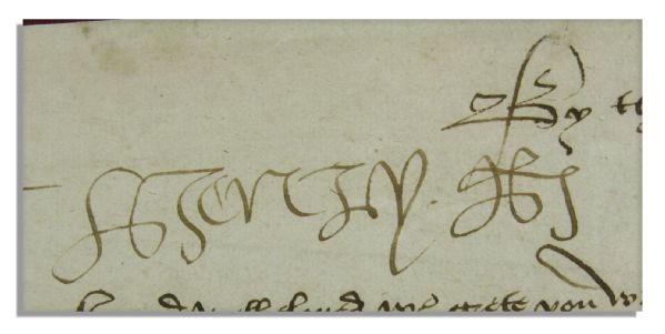Rare King Henry VIII Document Signed, Circa 1510-1514