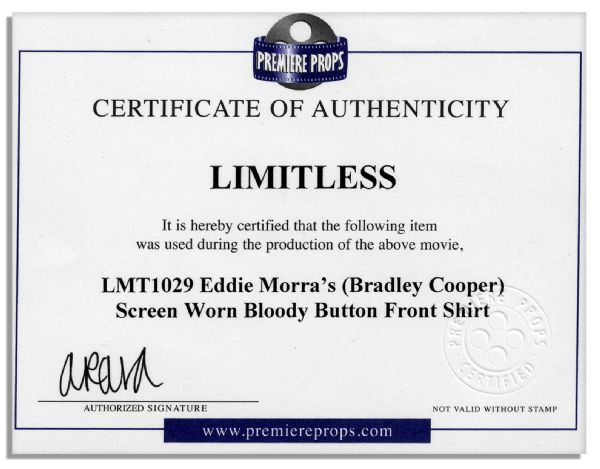 Bradley Cooper Screen-Worn Wardrobe From ''Limitless'' -- Heavily Distressed With Prop Blood