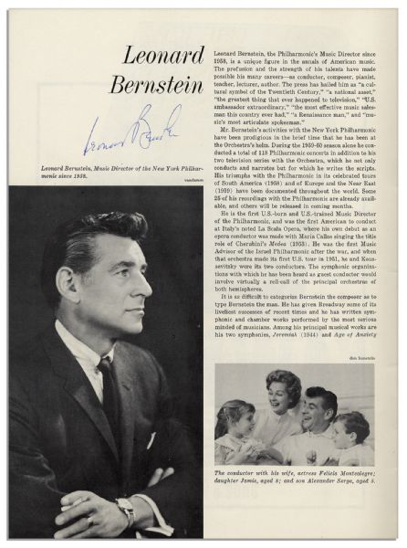 Leonard Bernstein Signed Philharmonic Program