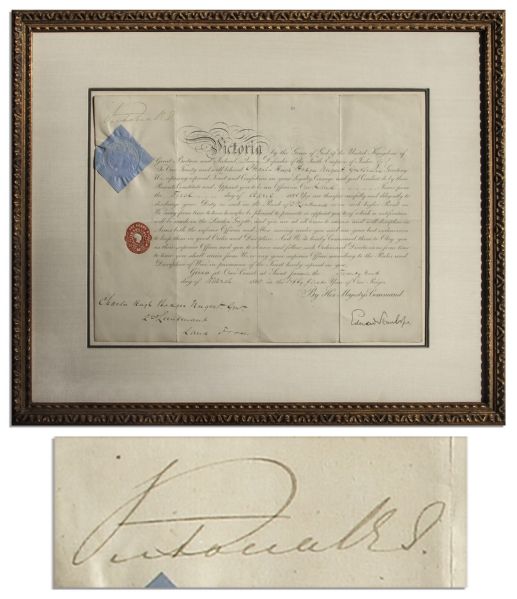 Queen Victoria 16'' x 12'' Document Signed -- Nicely Framed to 24'' x 20''