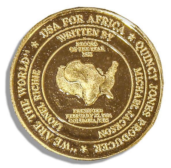 Grammy Award Gold Coin Honoring Super-Group USA For Africa & Their 1985 Record of the Year, We Are the World