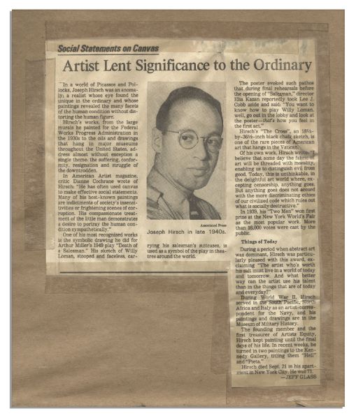Original Charcoal Drawing & Playbill for the Broadway Premiere of A View From The Bridge Starring Van Heflin -- From Heflin's Collection