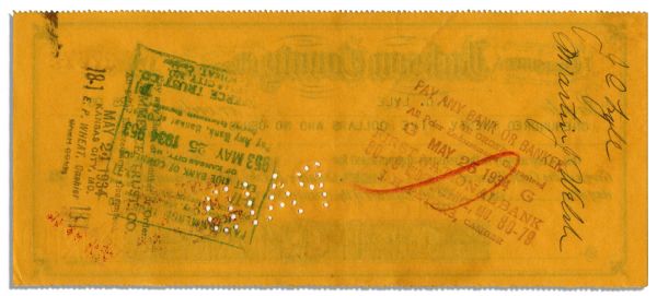Harry S. Truman Signed Check as Treasurer of Jackson County, Missouri in 1934