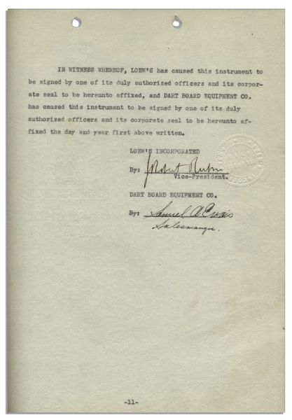''Wizard of Oz'' Licensing Agreement From 1939