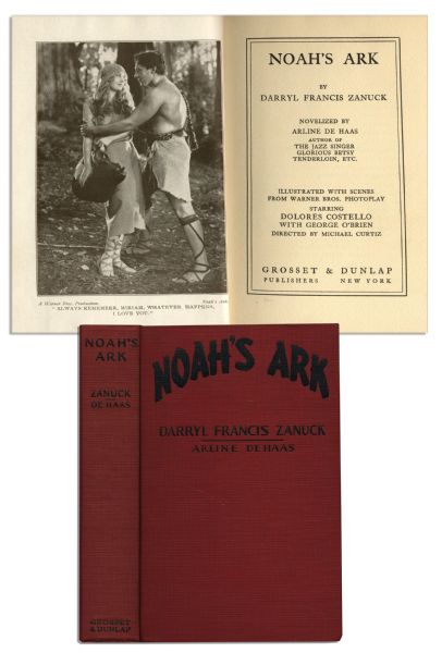 Darryl F. Zanuck's Personally Owned Copy of Noah's Ark -- The Novel Version of the 1928 Disaster Film That He Wrote & Produced -- Accompanied by His Own Bookplate