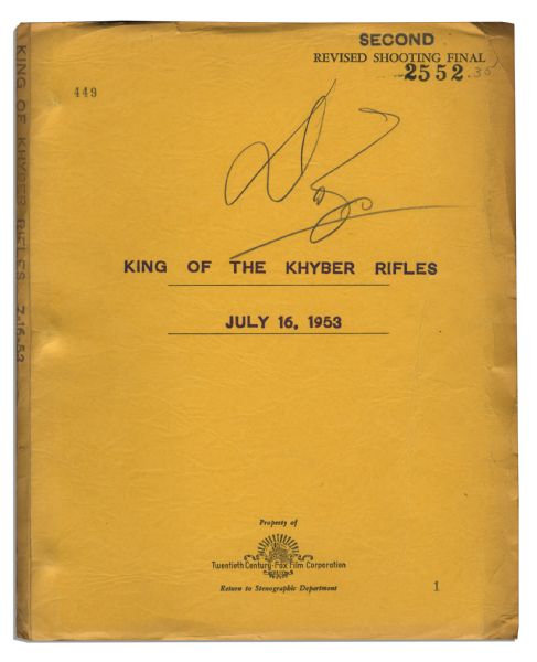 Darryl F. Zanuck Signed & Personally Owned Script From King of the Khyber Rifles