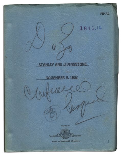 Darryl F. Zanuck Signed & Personally Owned Script From Stanley and Livingstone -- With Two Pages of Handwritten Notes in Zanuck's Hand