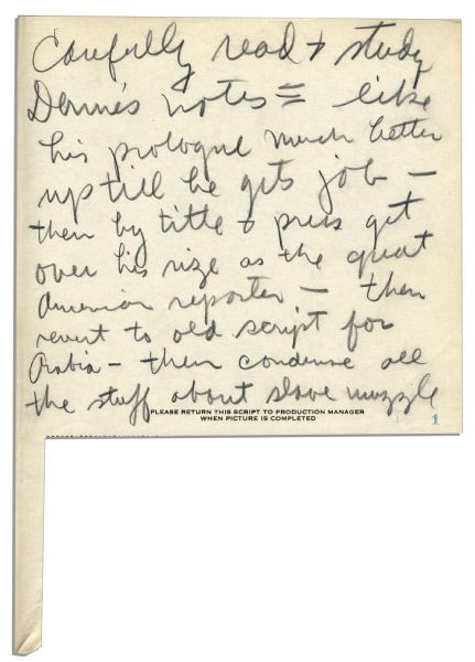 Darryl F. Zanuck Signed & Personally Owned Script From Stanley and Livingstone -- With Two Pages of Handwritten Notes in Zanuck's Hand