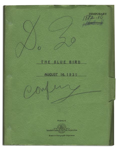 Darryl F. Zanuck Signed Script For The Blue Bird -- With an Internal Memo From 20th Century Fox About the Screenplay Regarding Its Adherence to Production Code