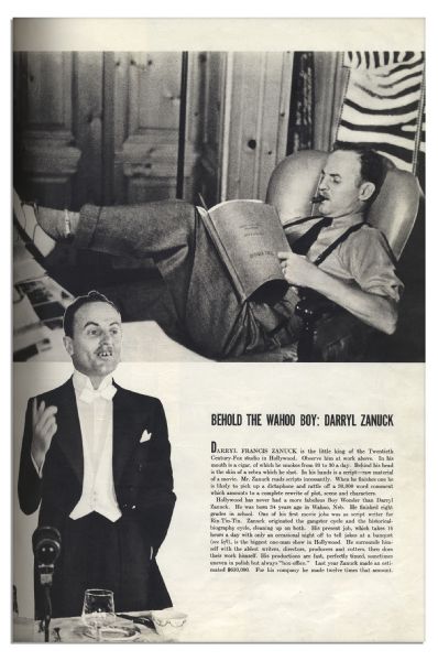 Lot of 5 Darryl F. Zanuck Bound Publications -- ''Life'' & ''Fortune'' From The 1930's -- With Articles on Zanuck -- & 20th Century Fox Materials From The 1950's, With Rare Marilyn Monroe Photos