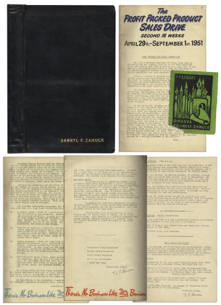 Darryl F. Zanuck's Own Sales Training Materials for 20th Century Fox From 1951, as Movies Face TV Competition -- …there's nothing to be afraid of… -- With His Bookplate