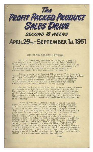 Darryl F. Zanuck's Own Sales Training Materials for 20th Century Fox From 1951, as Movies Face TV Competition -- …there's nothing to be afraid of… -- With His Bookplate