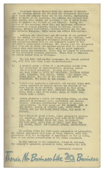 Darryl F. Zanuck's Own Sales Training Materials for 20th Century Fox From 1951, as Movies Face TV Competition -- …there's nothing to be afraid of… -- With His Bookplate