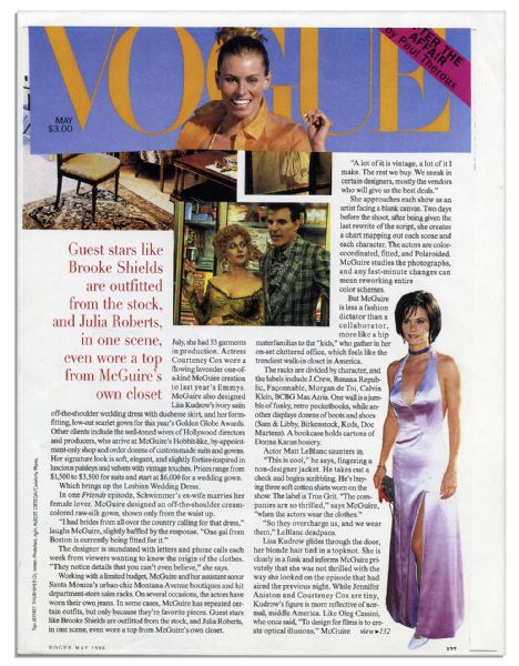 Charmeuse Bias Cut Gown Worn by Courteney Cox at the Emmy Awards in 1995