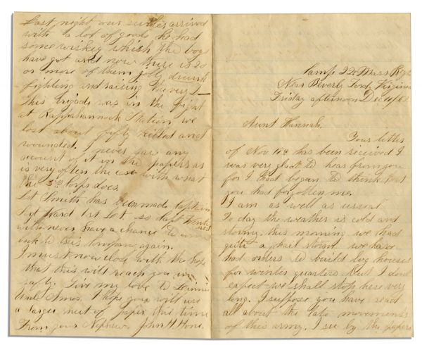 Civil War Letter Lot by John H. Hone of the 2nd Massachusetts Sharpshooters -- With Manassas Content -- …after the retreat from Manassas…men…have no knapsacks or clothes…