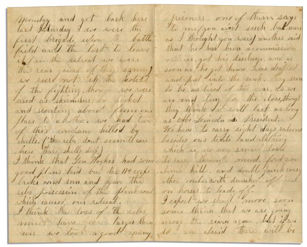 Civil War Letter Lot by John H. Hone of the 2nd Massachusetts Sharpshooters -- With Manassas Content -- …after the retreat from Manassas…men…have no knapsacks or clothes…