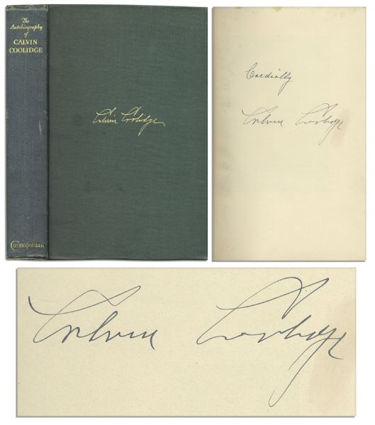 Calvin Coolidge Uninscribed & Signed Second Edition of His Autobiography