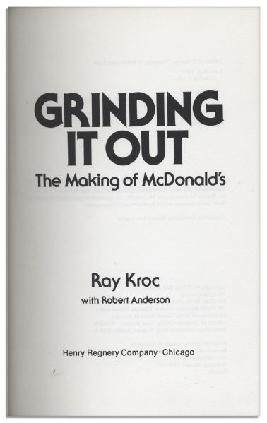 Ray Kroc Signed Copy of ''Grinding It Out: The Making of McDonald's''