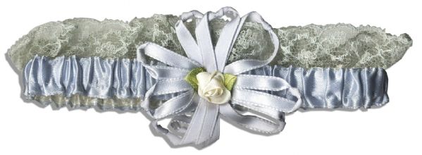 Lucille Ball Bridal Lot -- 5 Items From Her 1949 Church Wedding to Desi Arnaz -- Garter, Gloves, Photo and Cake Box -- With a COA from Lucy's Daughter