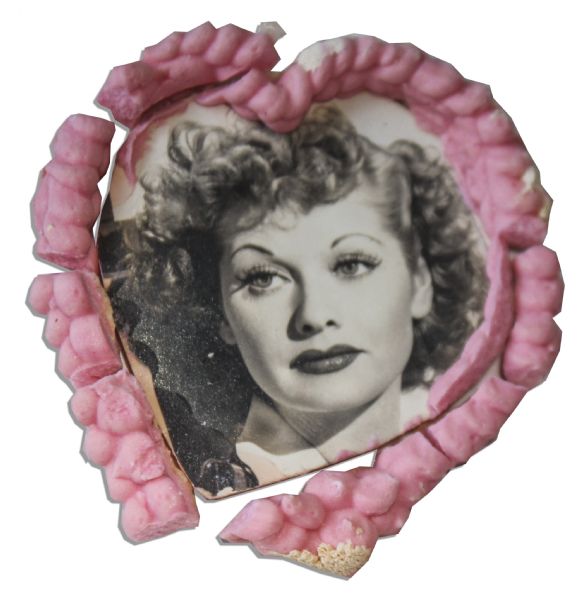 Lucille Ball Bridal Lot -- 5 Items From Her 1949 Church Wedding to Desi Arnaz -- Garter, Gloves, Photo and Cake Box -- With a COA from Lucy's Daughter