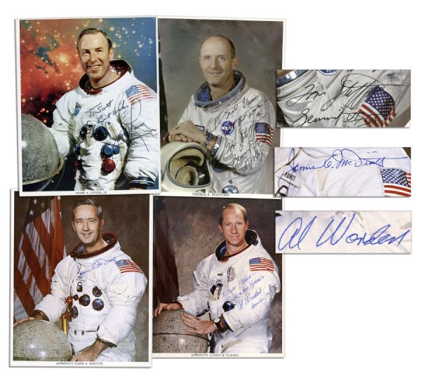 Lot of 4 Astronaut Signed 8 x 10 NASA Photos -- Stafford, McDivitt, Worden & Lovell