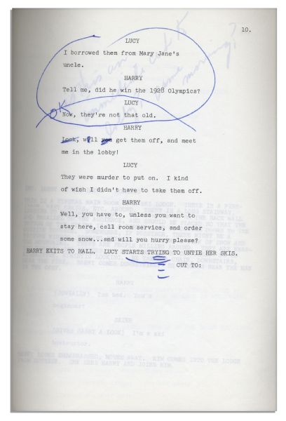 Lucille Ball First and Final Draft Scripts For An Episode of ''Here's Lucy'' Guest Starring Dinah Shore From 1971 -- With Lucy's Hand Notes