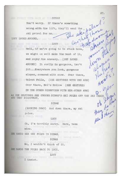 Lucille Ball First and Final Draft Scripts For An Episode of ''Here's Lucy'' Guest Starring Dinah Shore From 1971 -- With Lucy's Hand Notes