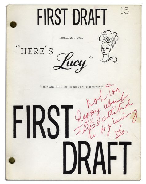 Lucille Ball Personally Owned Script From Her 1968 Show, ''Here's Lucy'' -- With Her Hand Notations