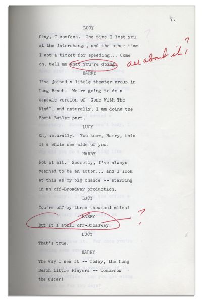 Lucille Ball Personally Owned Script From Her 1968 Show, ''Here's Lucy'' -- With Her Hand Notations