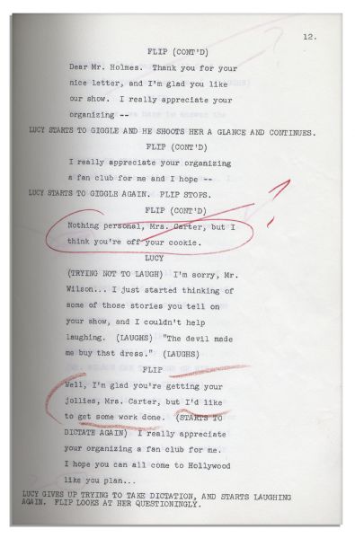 Lucille Ball Personally Owned Script From Her 1968 Show, ''Here's Lucy'' -- With Her Hand Notations