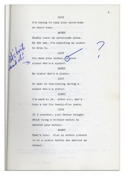 Lucille Ball Personally Owned Script From Her 1968 Show, ''Here's Lucy'' -- With Her Hand Notations