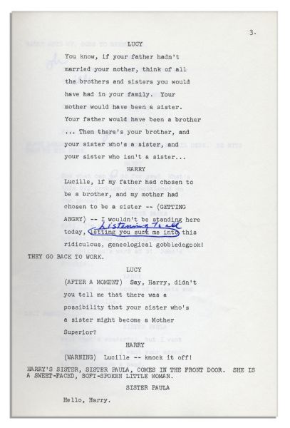 Lucille Ball Personally Owned Script From Her 1968 Show, ''Here's Lucy'' -- With Her Hand Notations