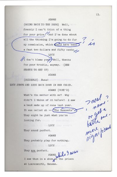 Lucille Ball Personally Owned Script From Her 1968 Show, ''Here's Lucy'' -- With Her Hand Notations