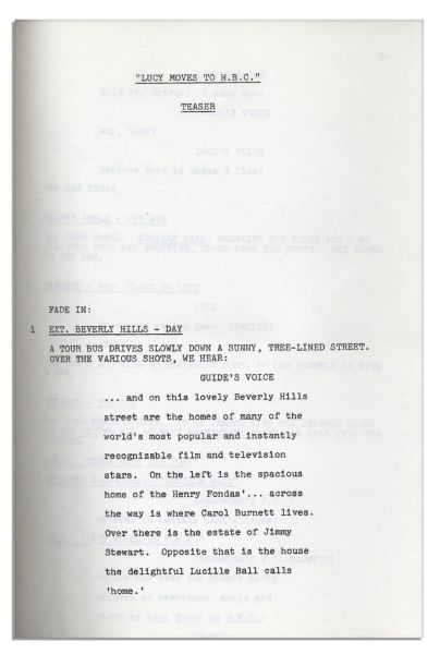 Lucille Ball Personally Owned Script From Her 1979 TV Special -- ''Lucy Moves to NBC''