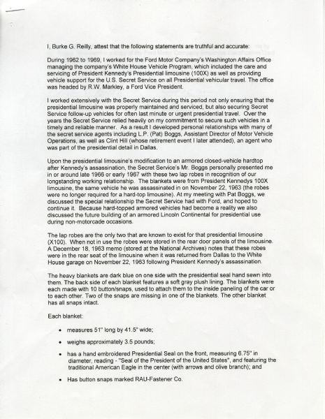 John F. Kennedy's Presidential Blanket Present in the Limo & Bloodied Upon His Assassination -- With Impeccable Provenance