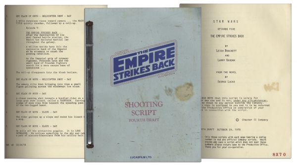 Shooting Script for Star Wars Episode V: The Empire Strikes Back From 1978 -- With the Red Coding Number on Every Page -- The Second Film Released in the Epic Series