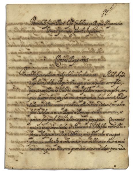 Extraordinary Spanish Inquisition Letter by Pope Clement VIII -- …follow the errors of Mohamed...enforce greater punishments…cut off the lethal cult…by appointing more inquisitors…