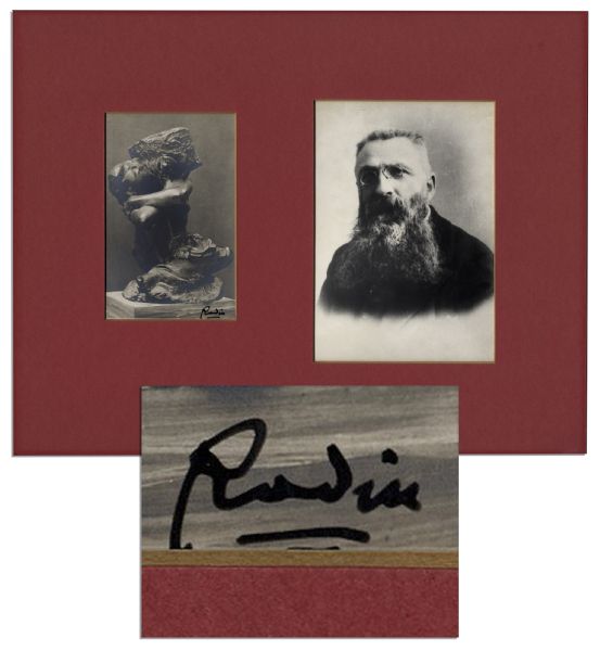 Revolutionary French Sculptor Auguste Rodin Signed Photo Postcard of His Famous Work, ''Cariatide Carrying a Stone''