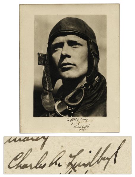 Excellent & Large Charles Lindbergh Signed 11 x 14 Photo