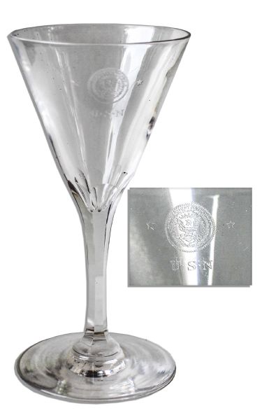 Franklin Roosevelt Personally Owned Stemware With U.S. Navy Emblem -- Near Fine