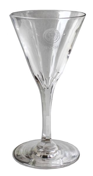 Franklin Roosevelt Personally Owned Stemware With U.S. Navy Emblem -- Near Fine