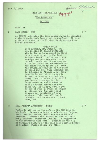 Lot of 5 Scripts for the ''Mission Impossible'' TV Series