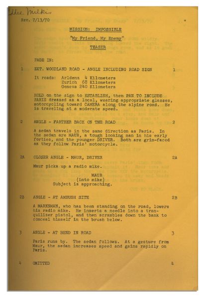 Lot of 5 Scripts for the ''Mission Impossible'' TV Series