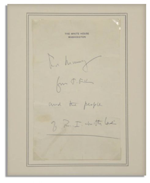 John F. Kennedy Sterling Silver Bowl Gifted & Engraved by Him to Jackie's Mother -- With Autograph Note Signed as President on White House Stationery Regarding Gifting This Bowl