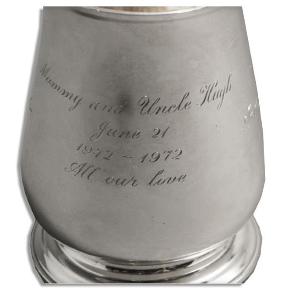 Jackie Kennedy Personally Owned Sterling Silver Piece -- Gifted by Jackie to Her Mother and Engraved Jackie / Caroline / John