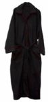 Barbra Streisand Owned Black Robe With Burgundy Velour Trim