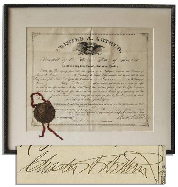 Chester A. Arthur Document Signed as President