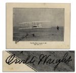 Orville Wright Signed Postcard of the Famous Flight at Kitty Hawk