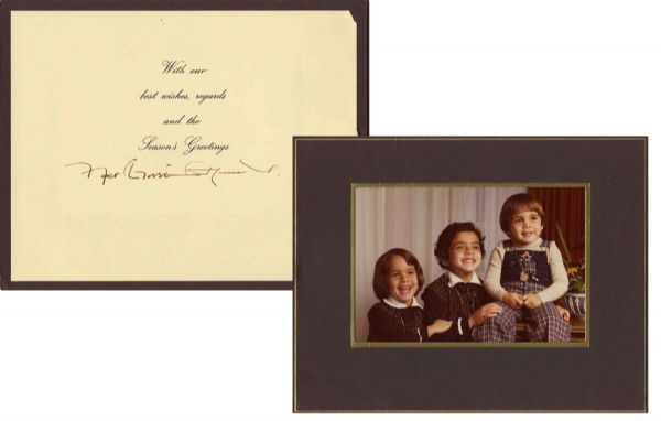 King Hussein of Jordan Signed Holiday Card -- 9.5 x 7.5 -- Near Fine