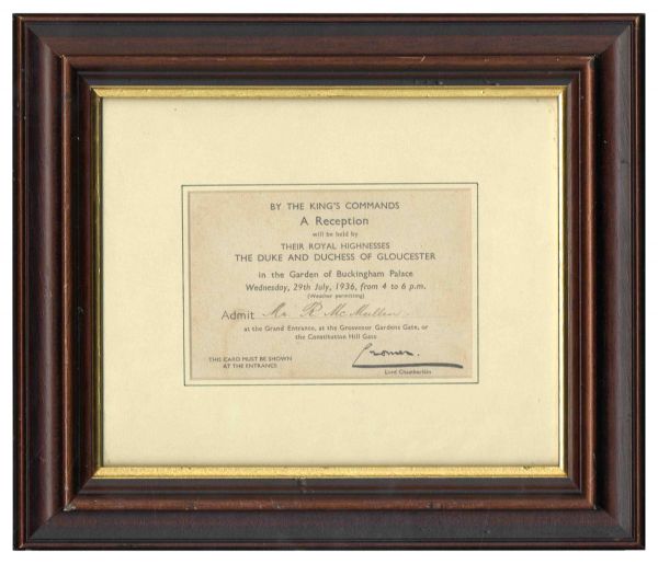 Buckingham Palace 1936 Garden Party Invitation -- Signed by Lord Chamberlain Under King Edward VIIIs Short Reign